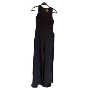 Vince Camuto V-Neck Tie Waist Jumpsuit.